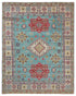 8x10 Green Kuba Afghan Hand Knotted Wool Area Rug